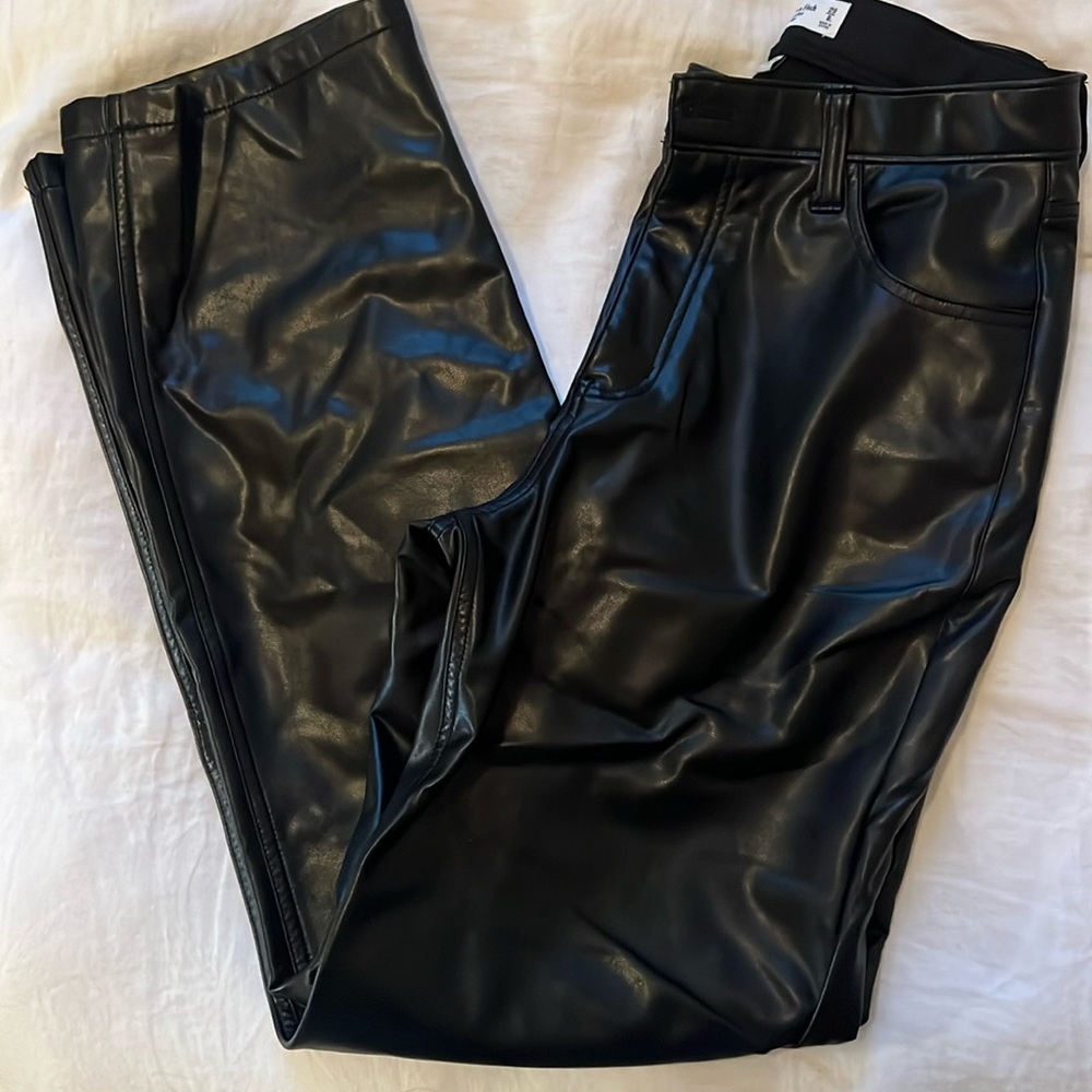 Curve long leather pants long